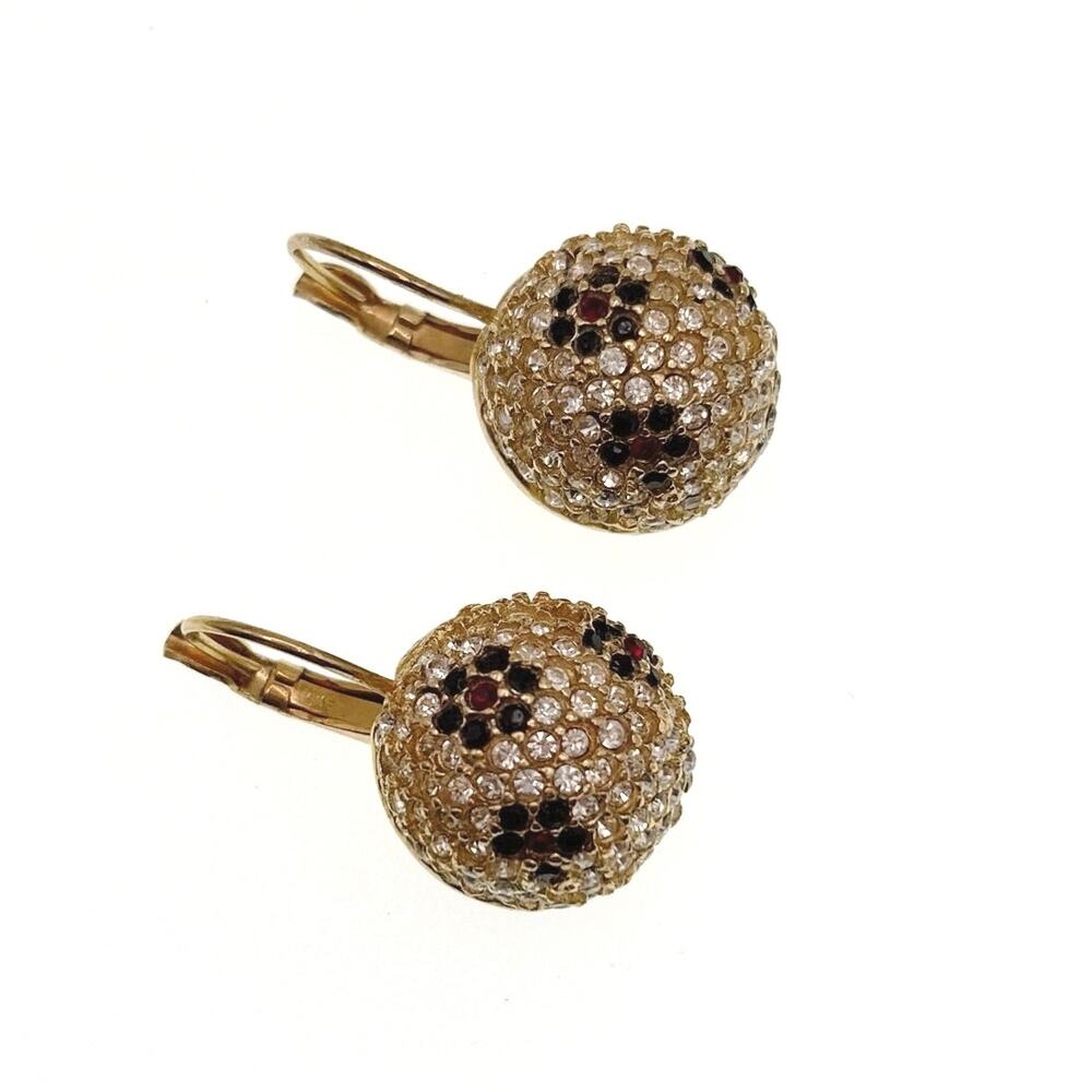 Vintage Gold Tone and Rhinestones Disco Earrings